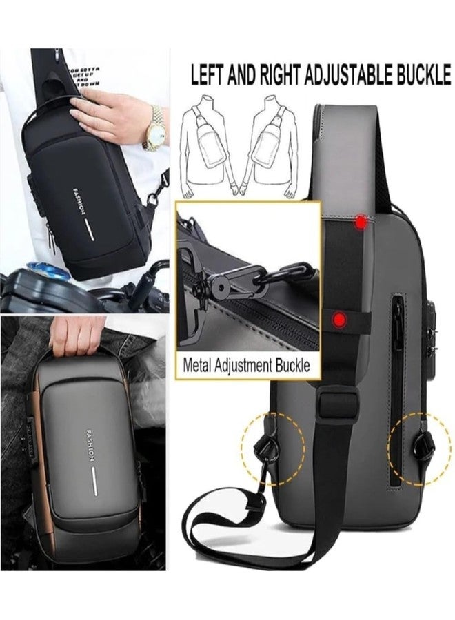Alison Sling Bag for Men Stylish Crossbody Backpack for Men & Women, Anti-Theft Chest Bag with USB Charging Port, Messenger Bags, Casual Shoulder Bag (17 x 9 x 32 Cm) (Brown) - Image 4